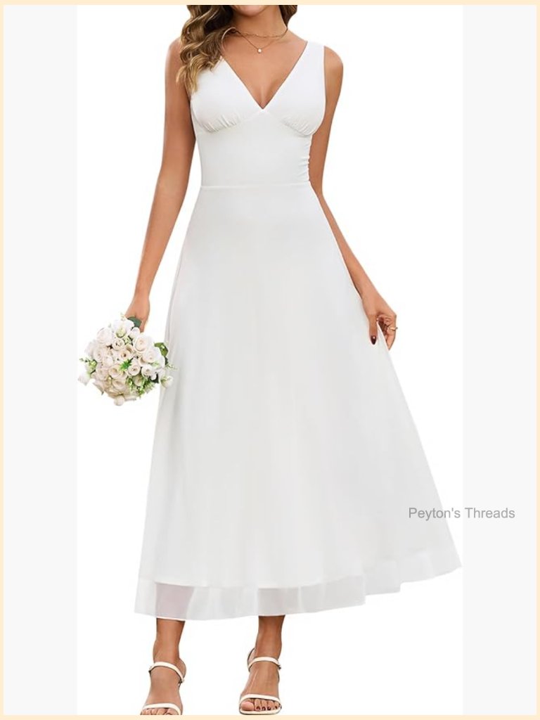 V Neck Flowy Mesh Elegant Maxi Long Formal Cocktail Dress